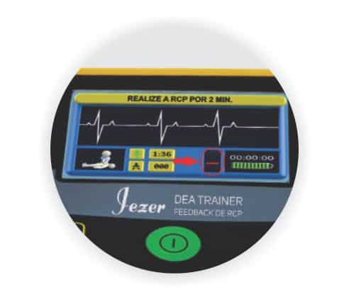 DEA Trainer Feedback de RCP Jezer possui 6 cenários de simulação pré-programados são fornecidos para que os usuários possam ser treinados
