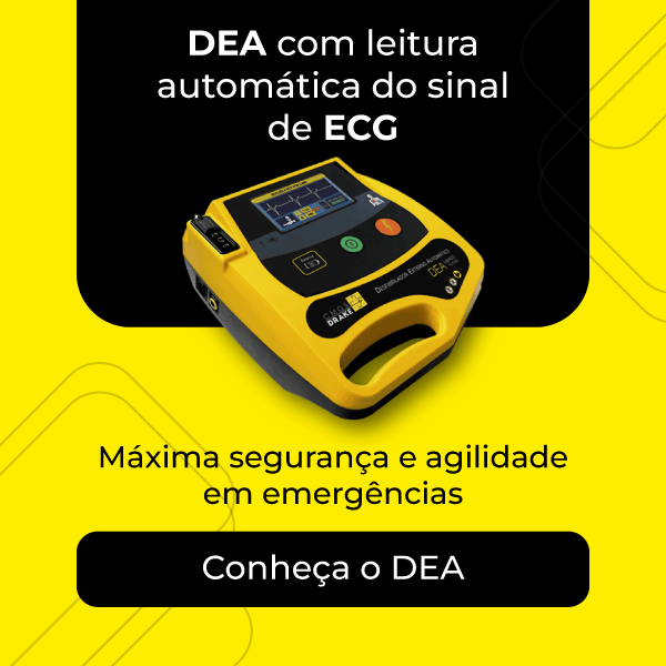 DEA com leitura autom?tica do sinal de ECG. M?xima seguran?a e agilidade em emerg?ncias.