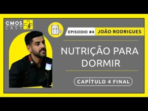 Pessoa dormindo profundamente ao lado de alimentos saudáveis, representando a relação entre nutrição e qualidade do sono.